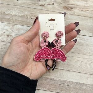 Caroline Hill Pink Flamingo Beaded Earrings